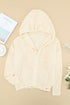 Zipper V-Neck Dropped Sleeve Hooded Solid Sweater